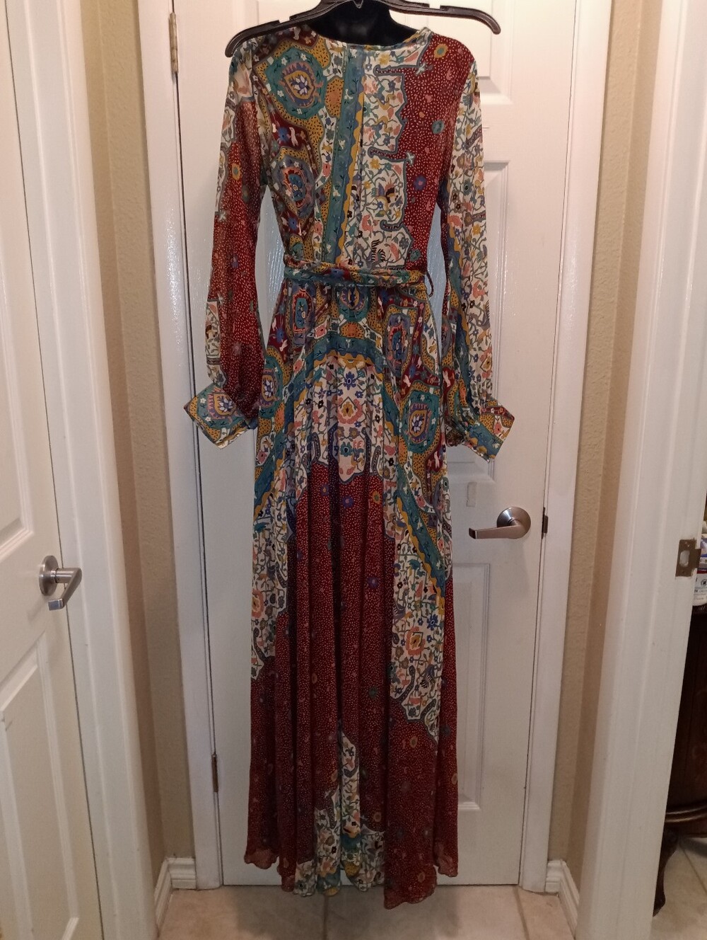 Meghan LA Bohemian Patchwork Maxi Dress in Multicolor Sz S - Picture 2 of 5